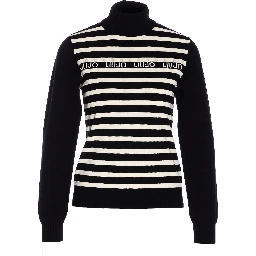 pearl-embellished striped sweater