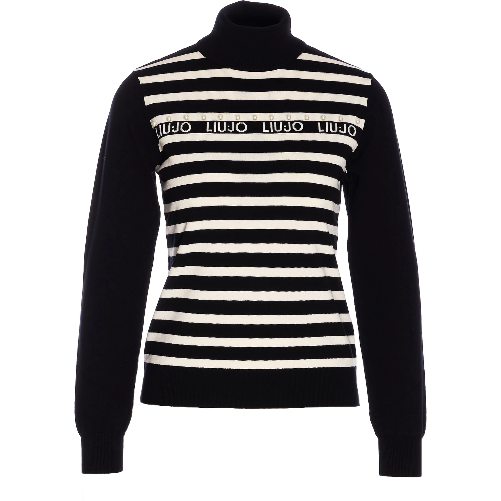 pearl-embellished striped sweater