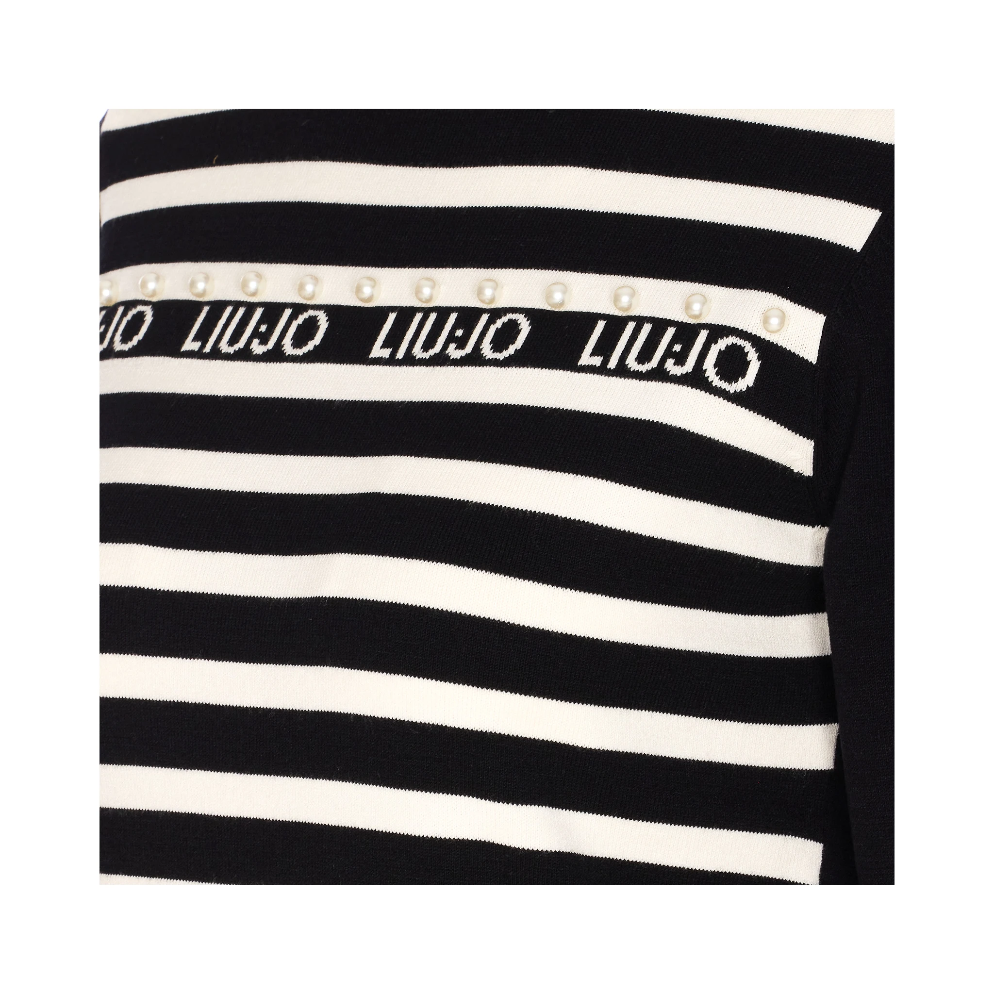 pearl-embellished striped sweater