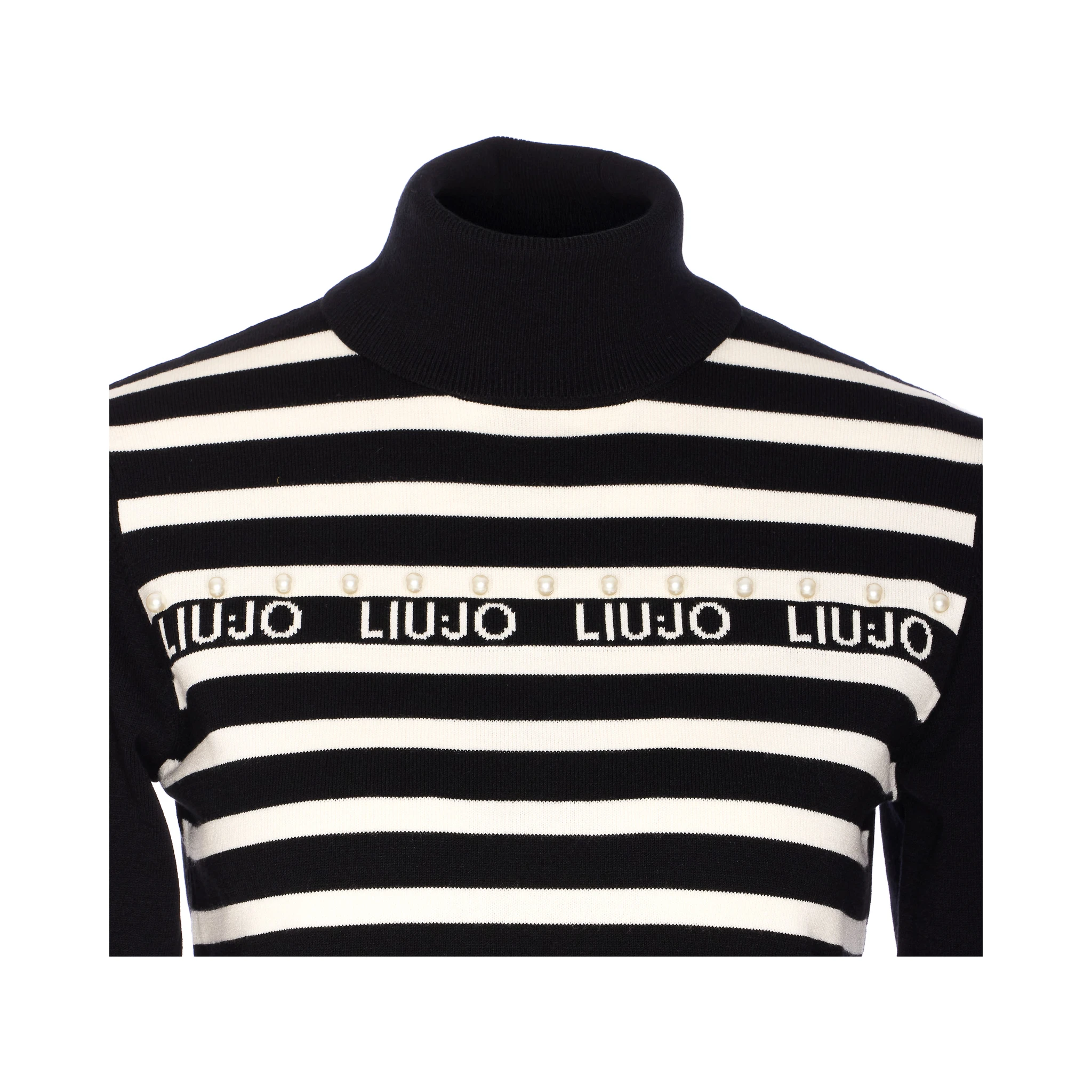 pearl-embellished striped sweater