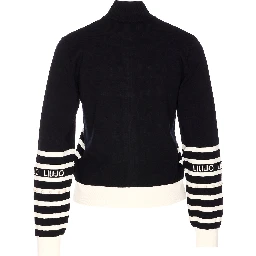 pearl-embellished striped cardigan