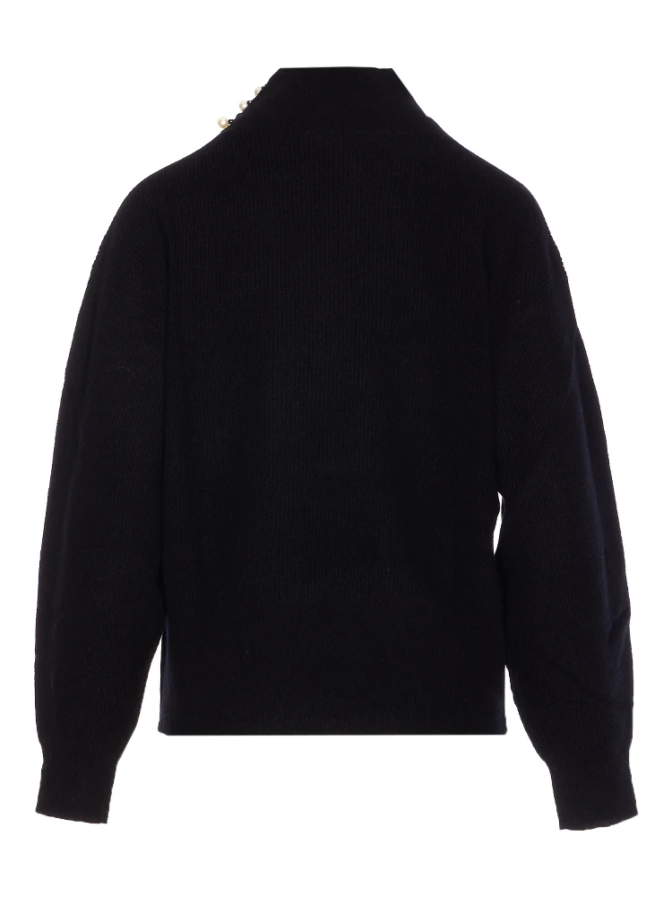 High Neck Ribbed Knit Sweater In Black alternative