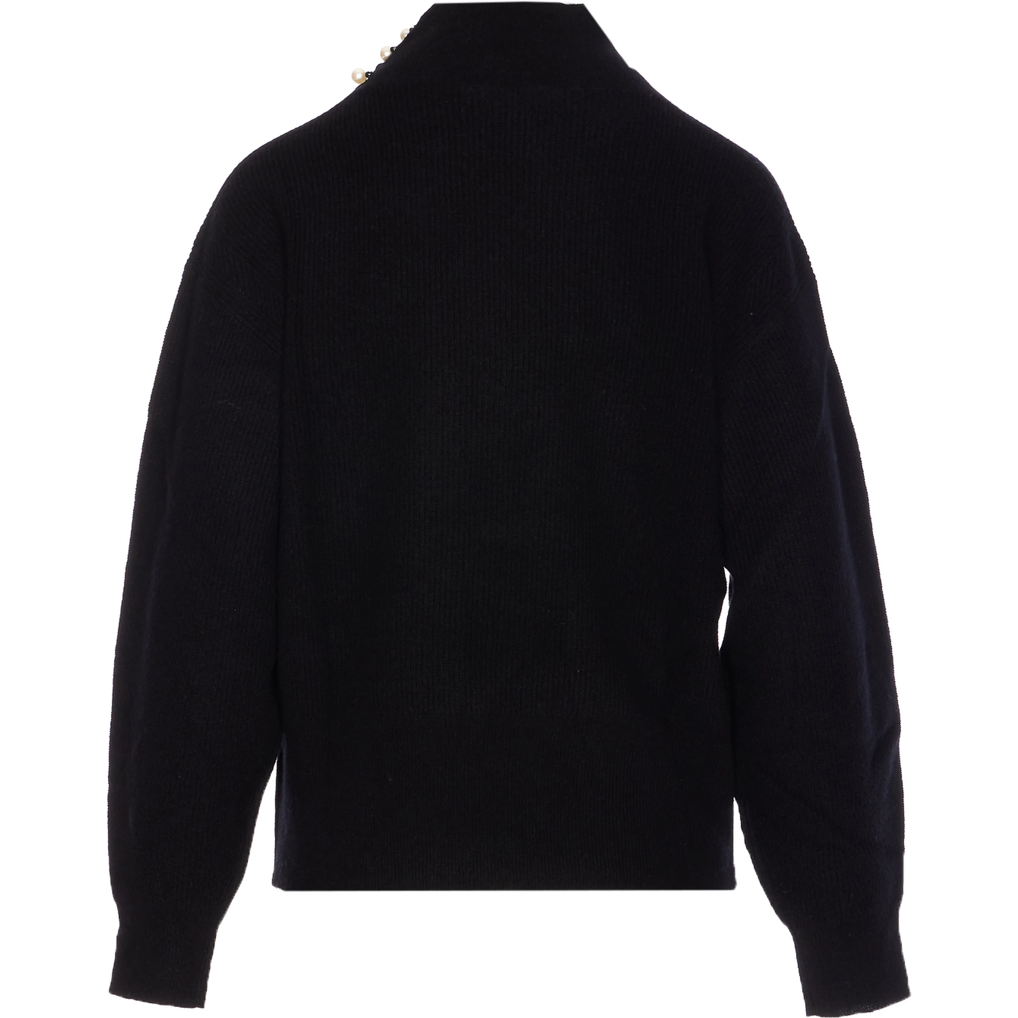 High Neck Ribbed Knit Sweater In Black