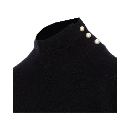 High Neck Ribbed Knit Sweater In Black