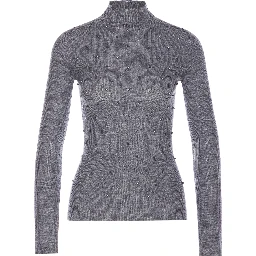 embellished mock-neck wool top