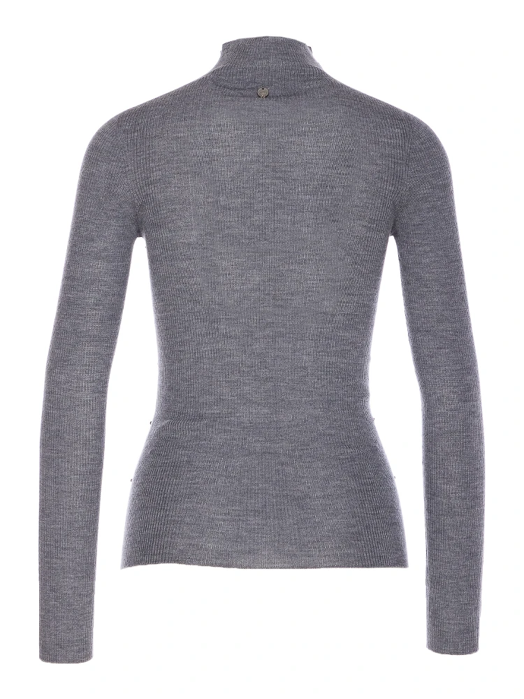 embellished mock-neck wool top alternative