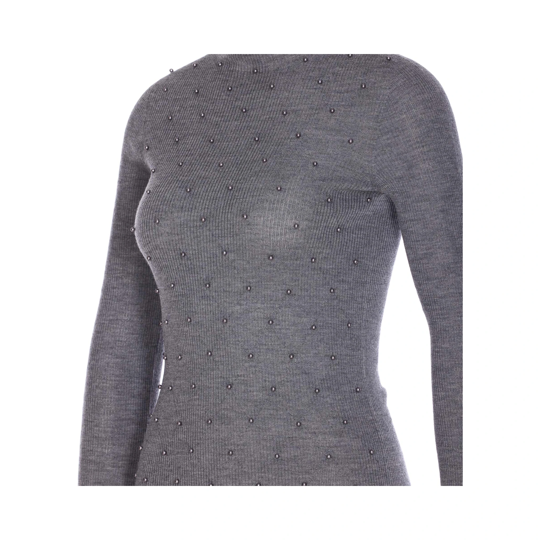 embellished mock-neck wool top