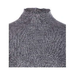 embellished mock-neck wool top