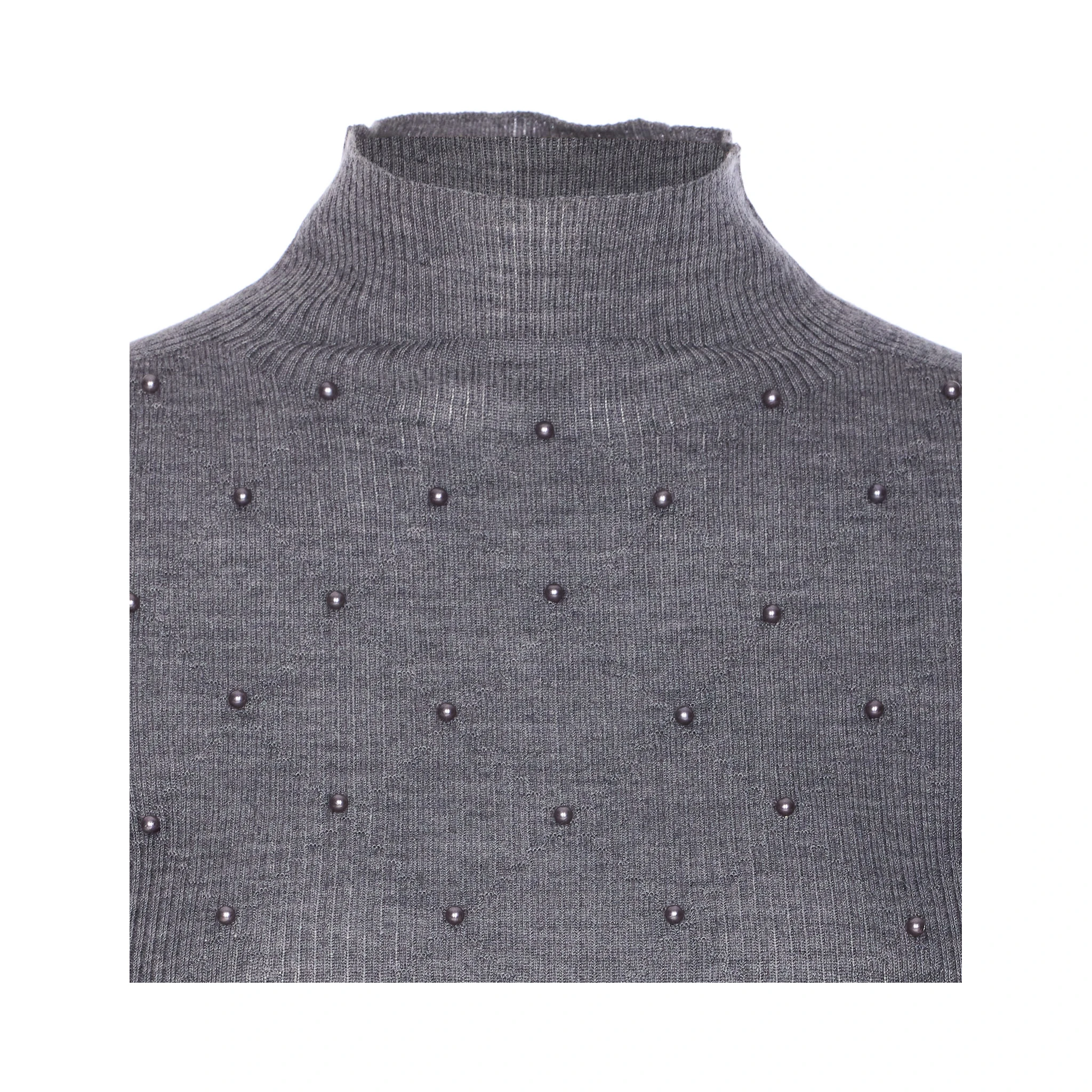 embellished mock-neck wool top