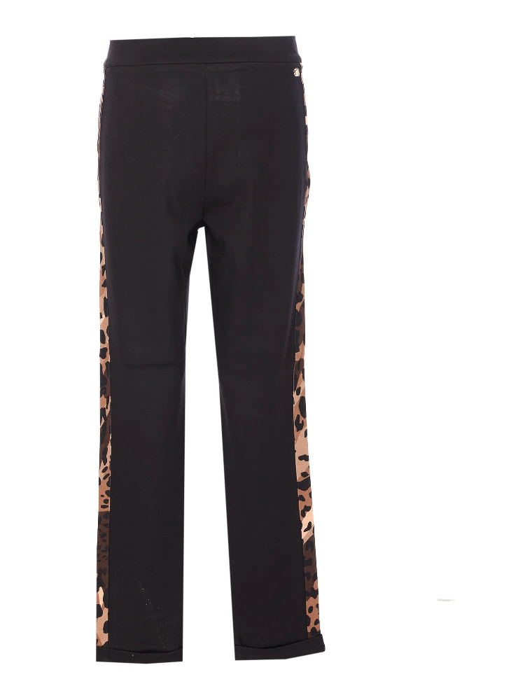 leopard-print panelled straight trousers alternative