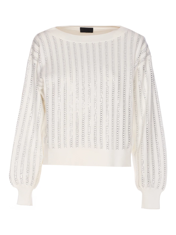 rhinestone puff-sleeve sweater