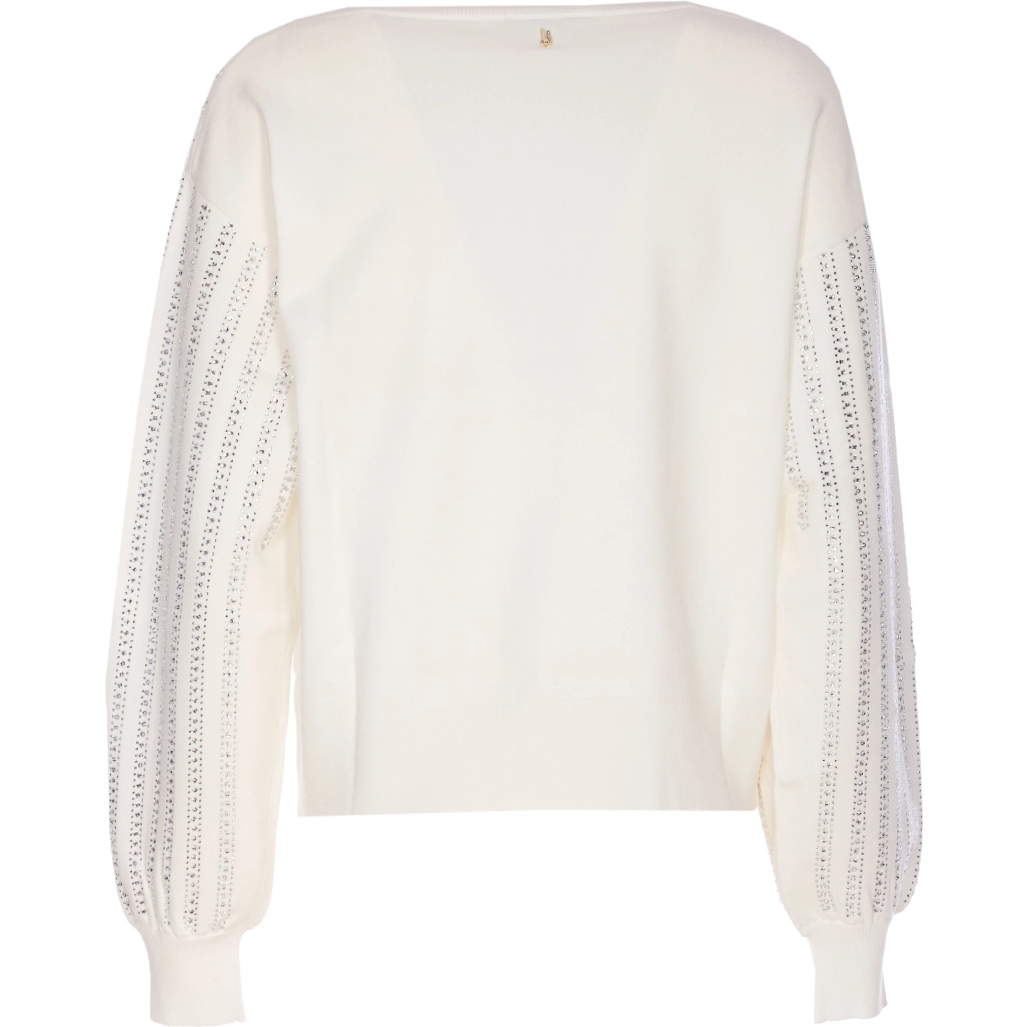 كنزة بأكمام منفوخة مرصعة بأحجار الراين