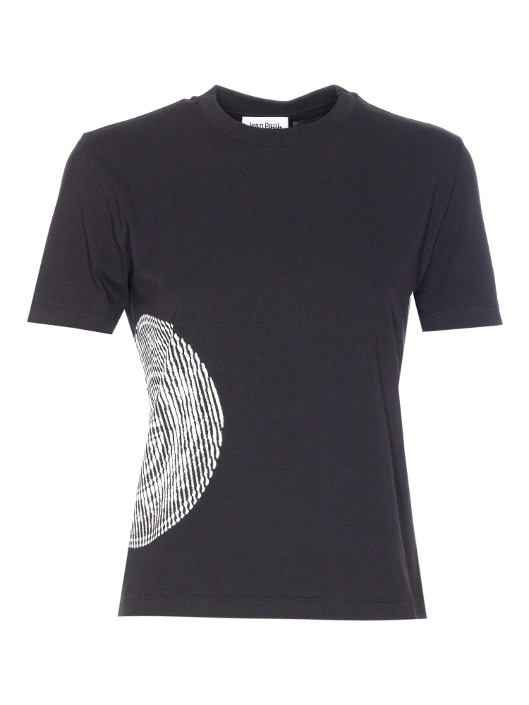 linear-print short-sleeved T-shirt