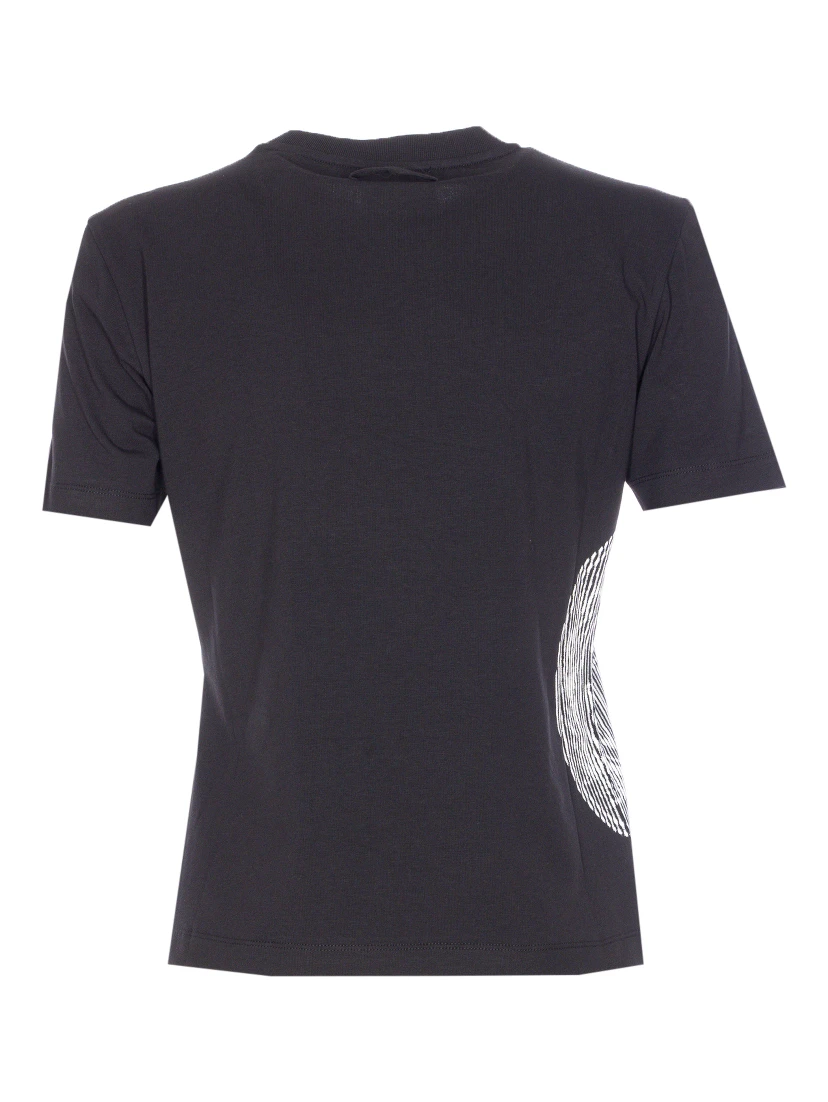 linear-print short-sleeved T-shirt