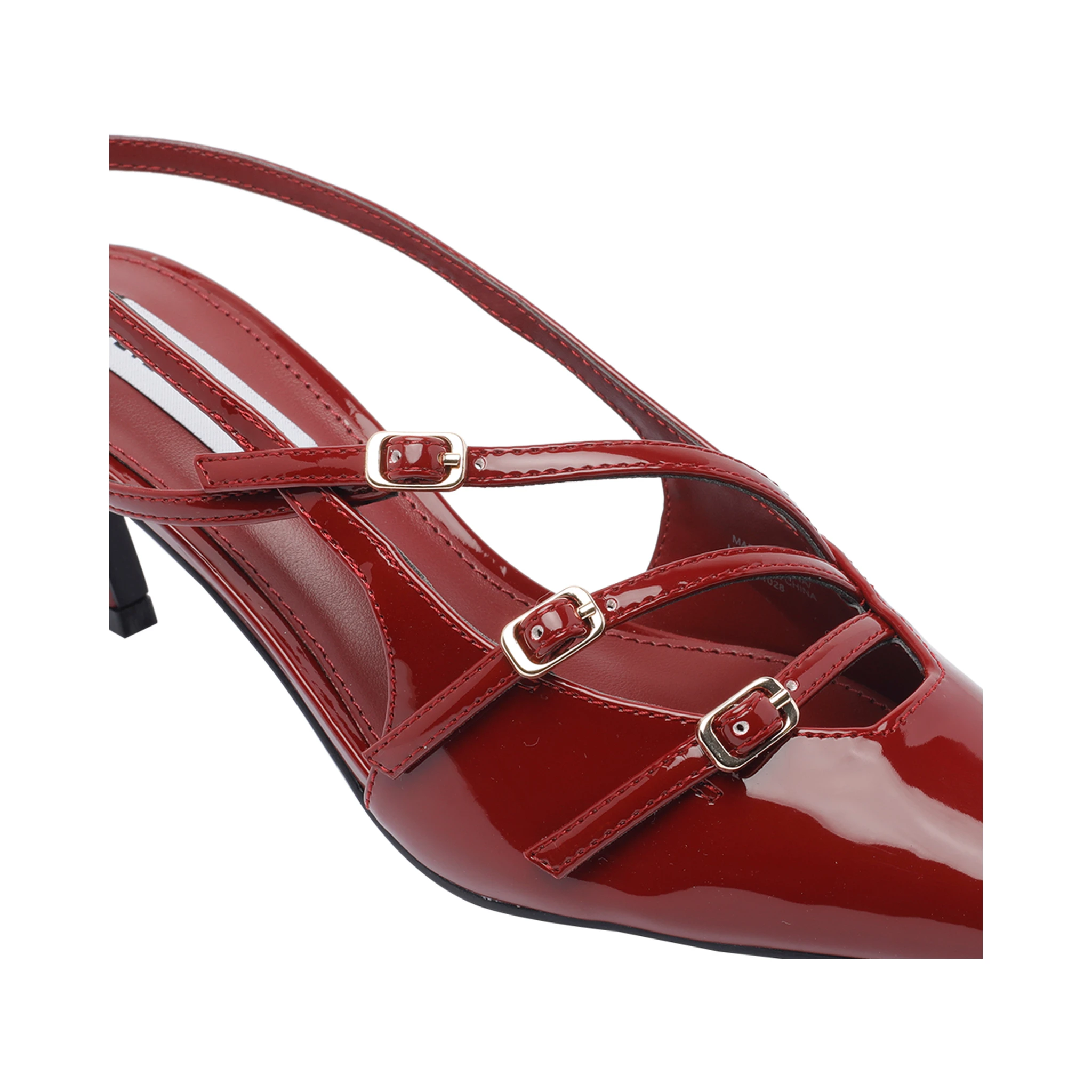 Liana Wine Patent Leather Kitten Heel