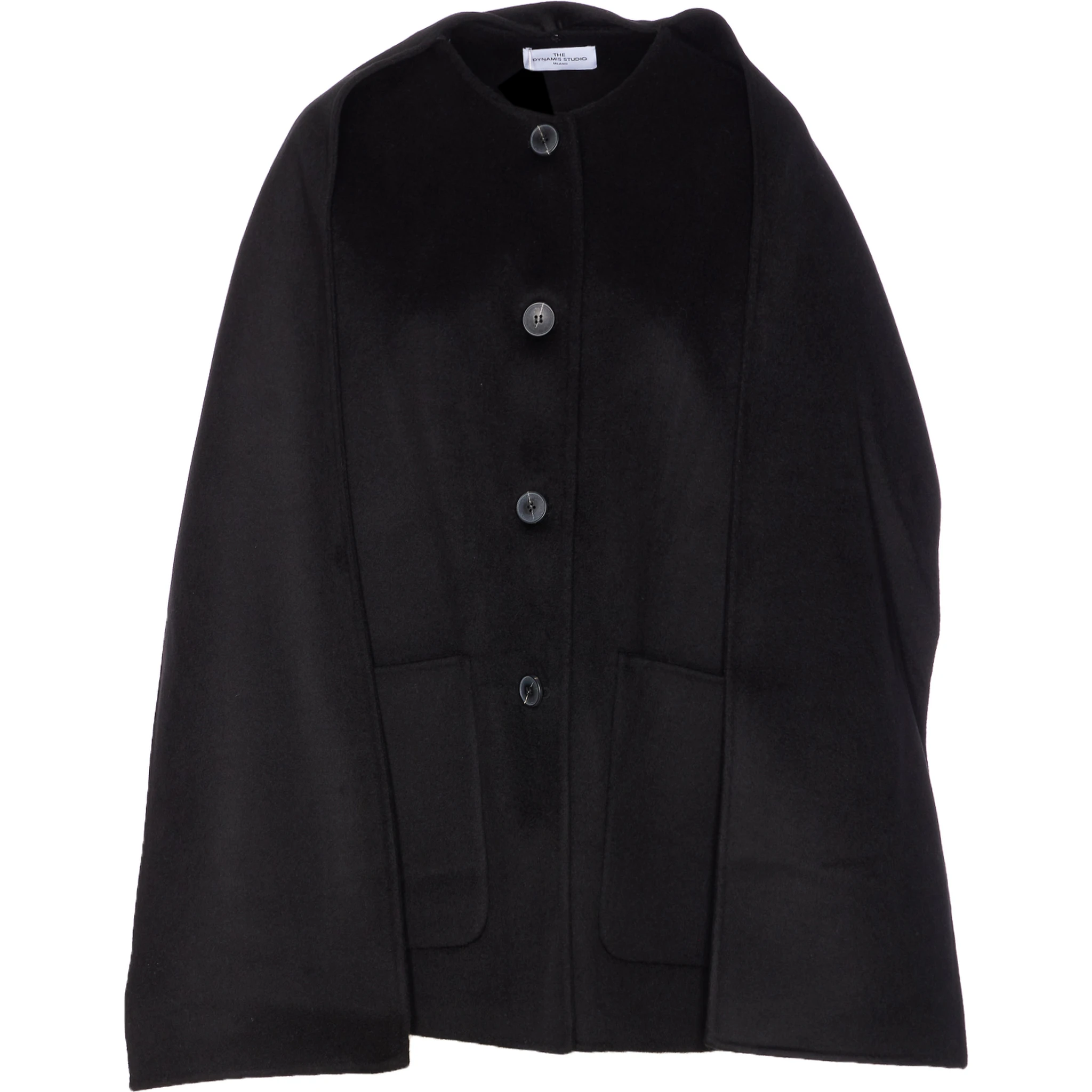 button-fastening cape coat