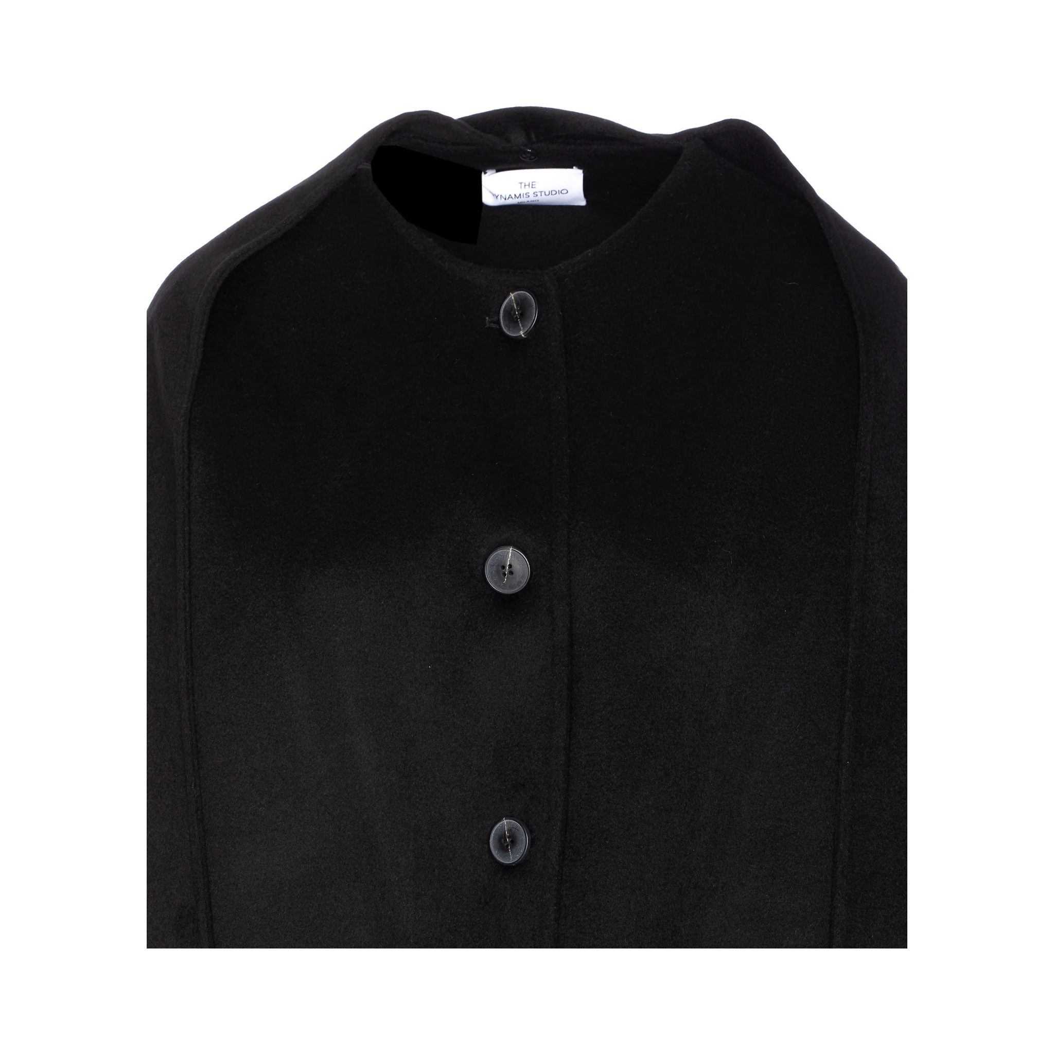 button-fastening cape coat