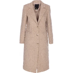 logo-button V-neck coat