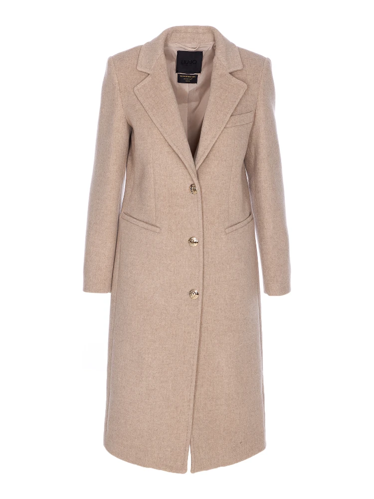 logo-button V-neck coat