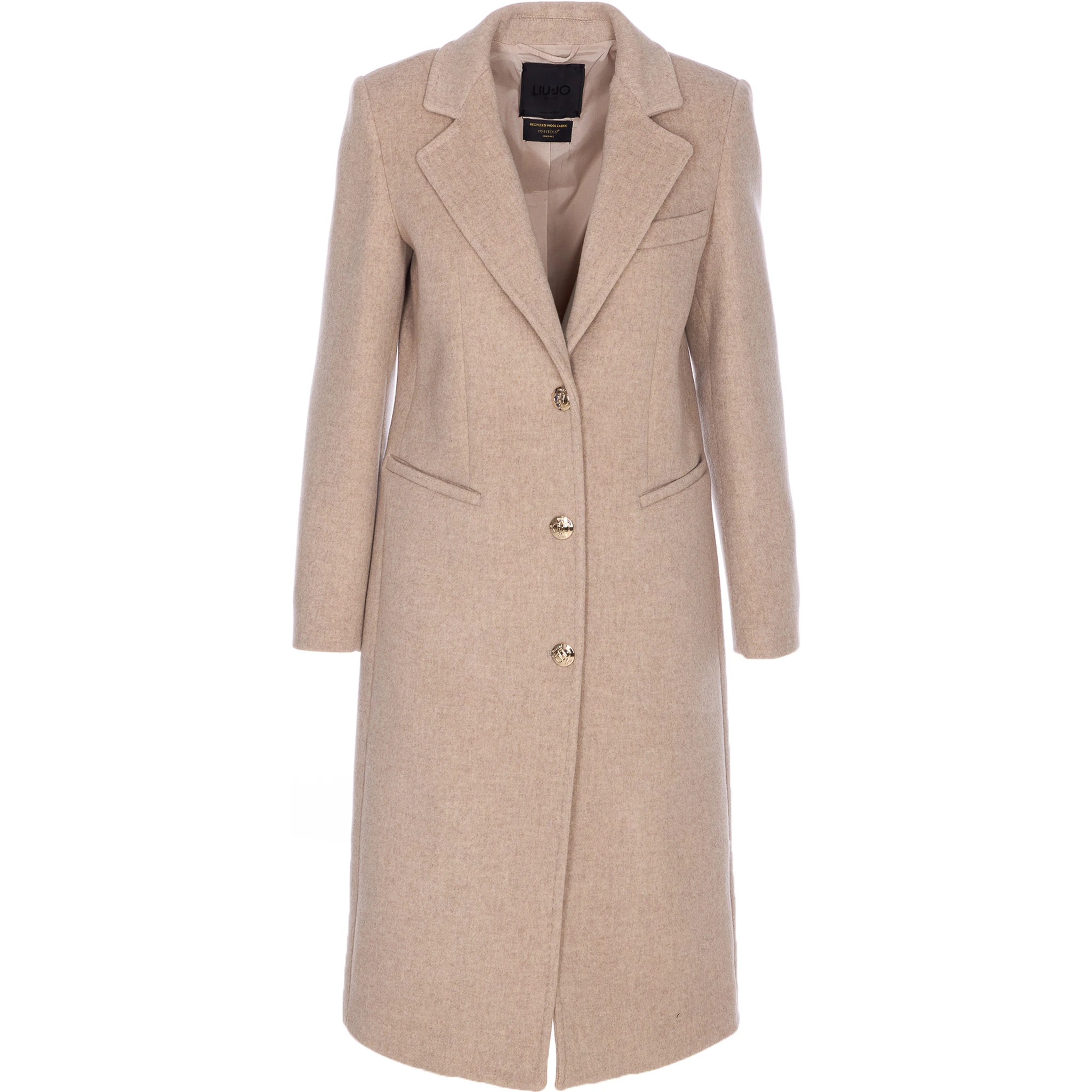 logo-button V-neck coat