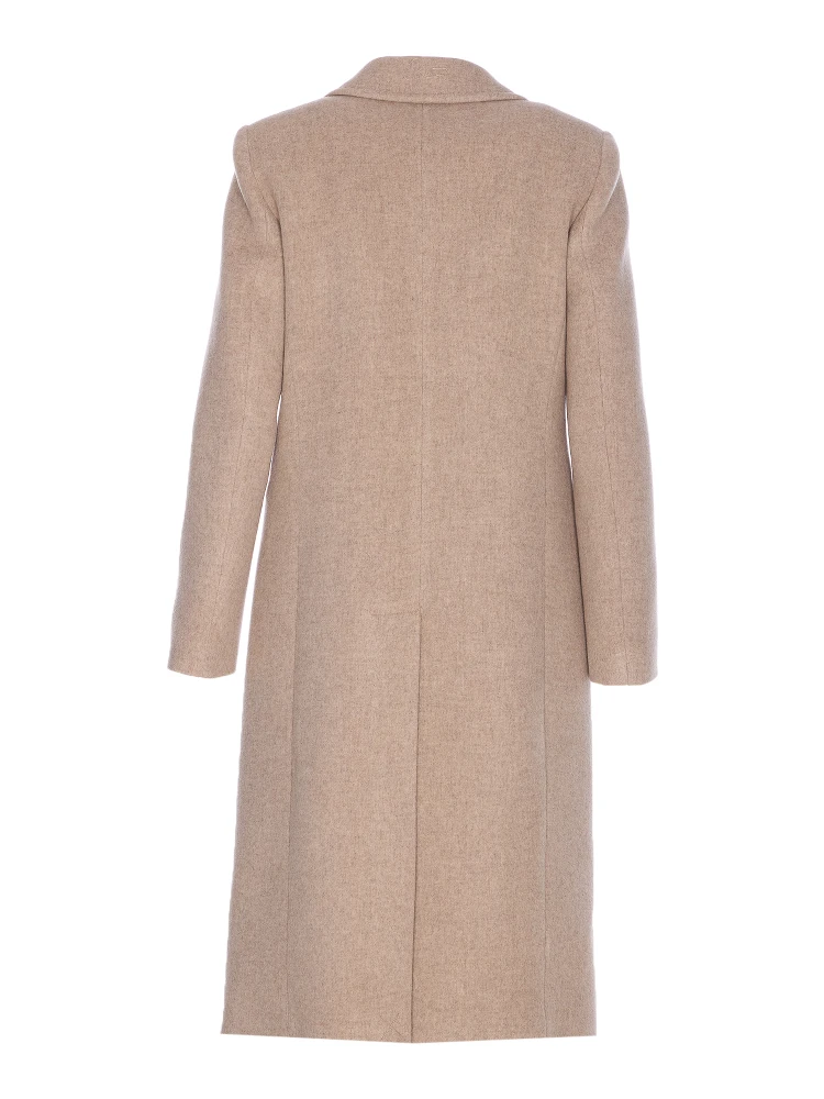 logo-button V-neck coat alternative