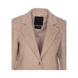 logo-button V-neck coat