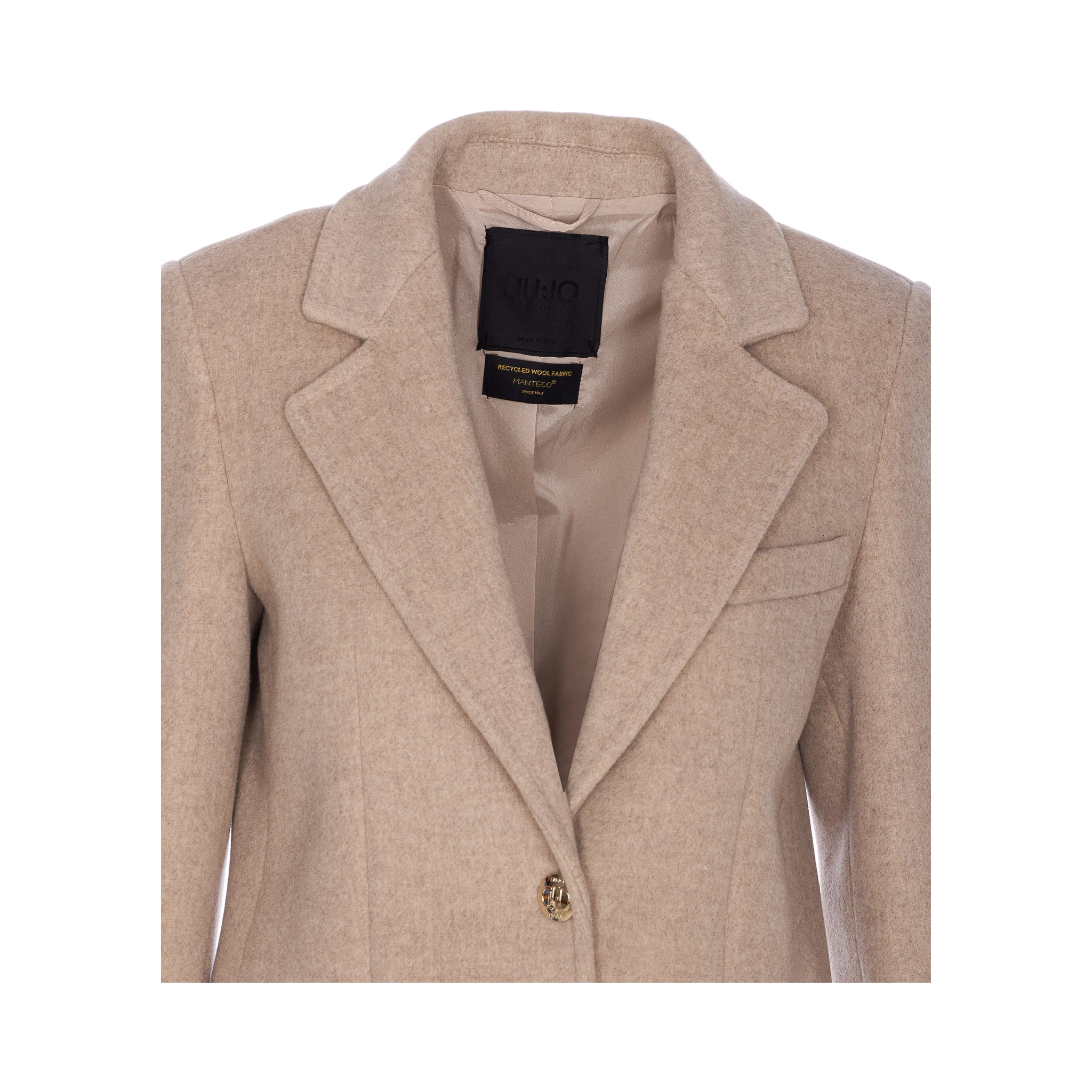 logo-button V-neck coat