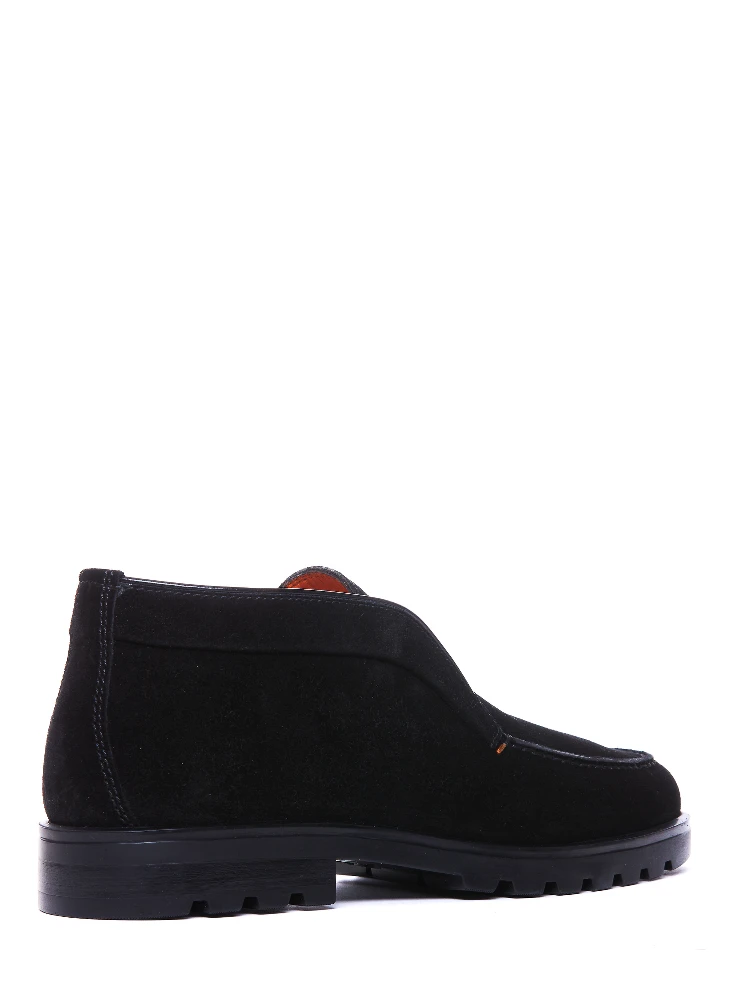 black Santoni slip-on suede boots alternative
