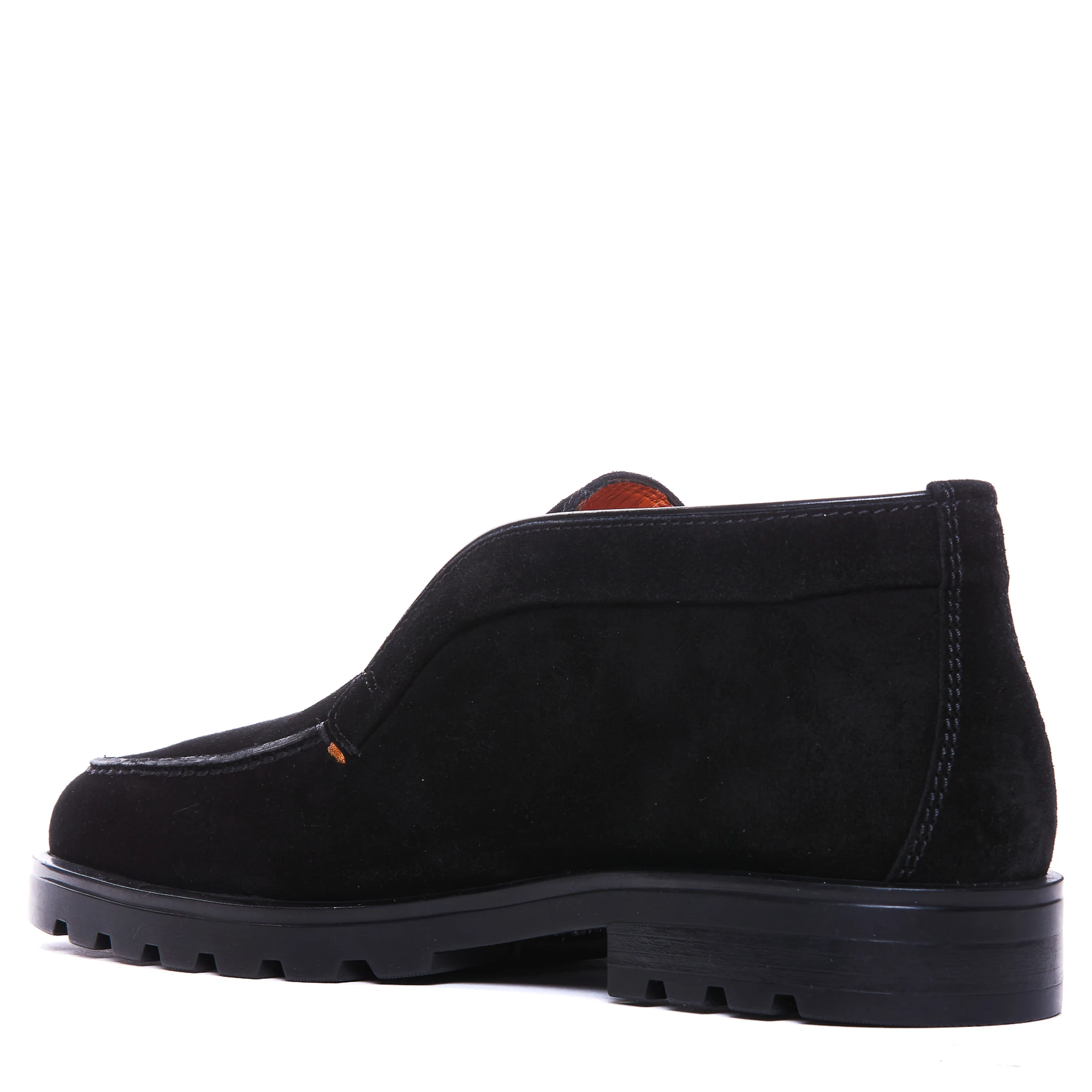 black Santoni slip-on suede boots