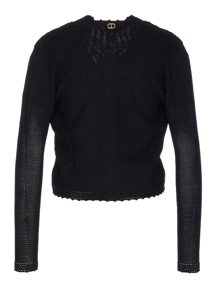 Floral-embroidered knitted sweater alternative