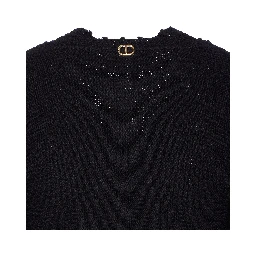 Floral-embroidered knitted sweater