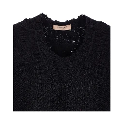 Floral-embroidered knitted sweater