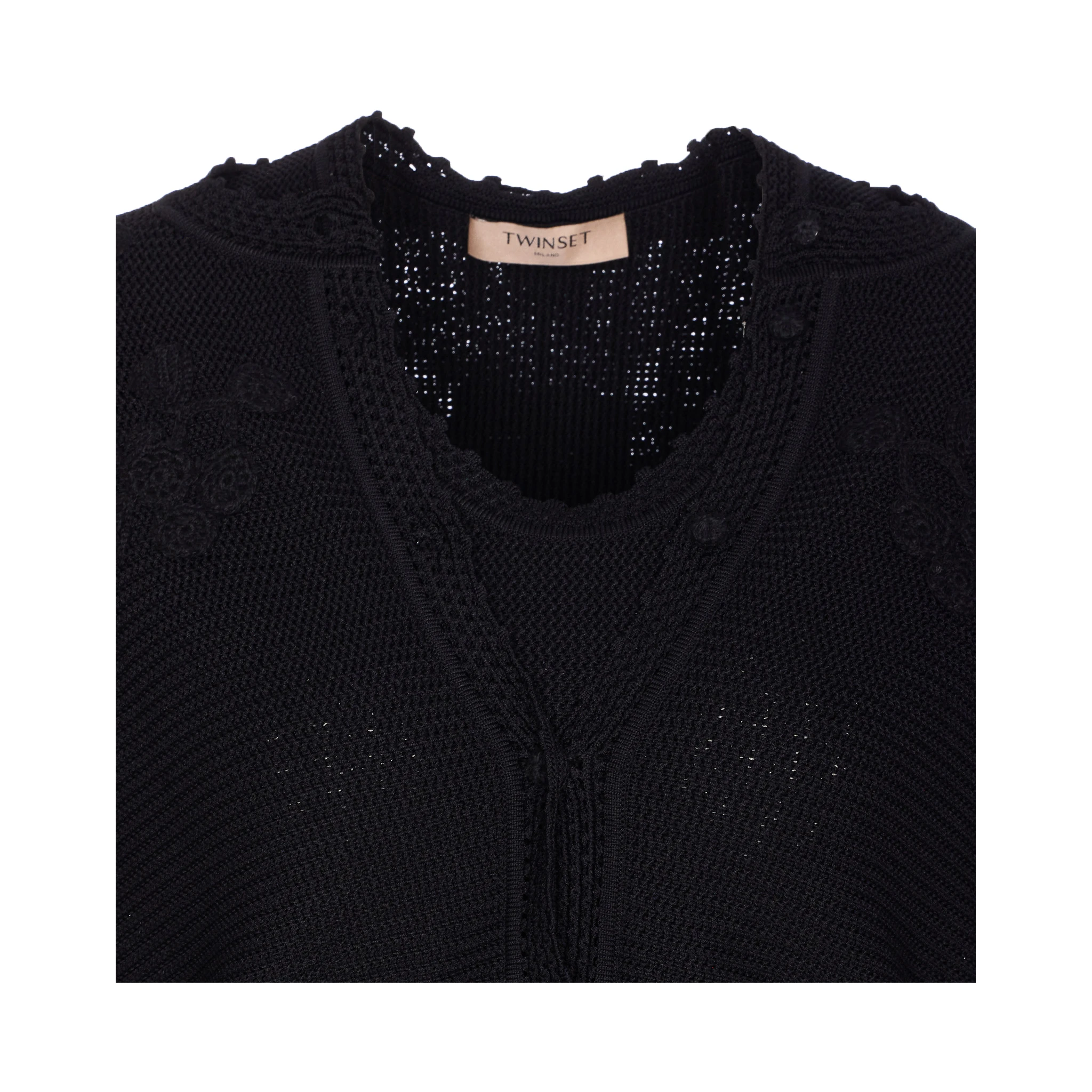 Floral-embroidered knitted sweater