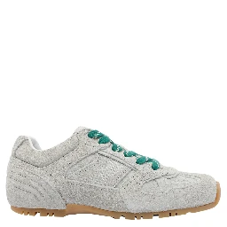 textured lace-up trainers