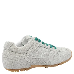 textured lace-up trainers