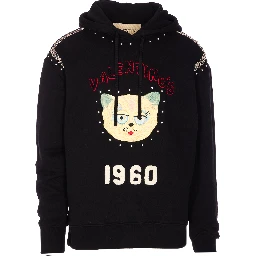 Garavani Hoodie With Logo Print In Black