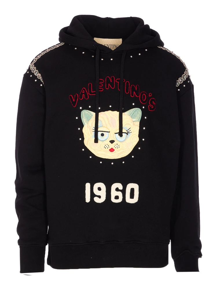 Garavani Hoodie With Logo Print In Black