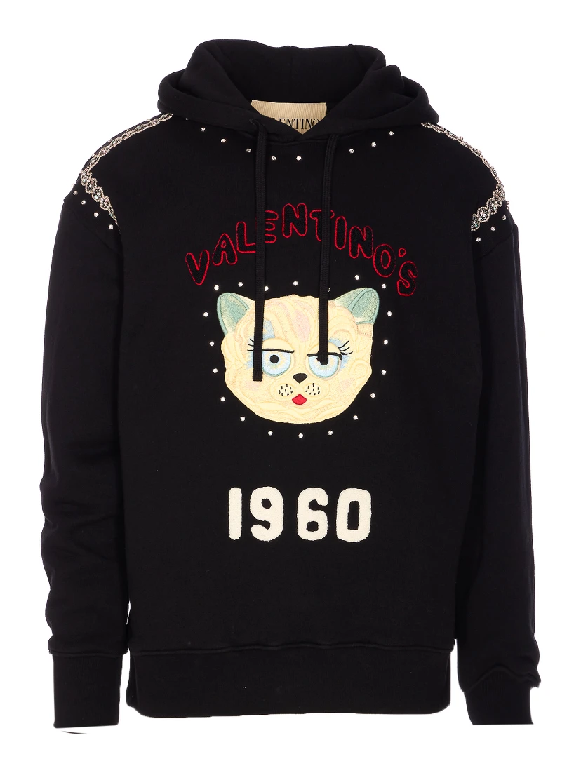 Garavani Hoodie With Logo Print In Black