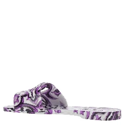 Multicolor Sandals with All-Over Maiolica Print and Round Open Toe in Tech Fabric Woman