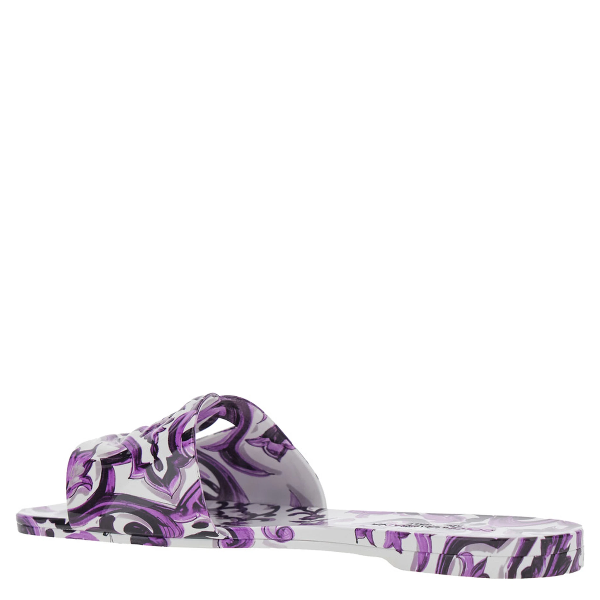 Multicolor Sandals with All-Over Maiolica Print and Round Open Toe in Tech Fabric Woman