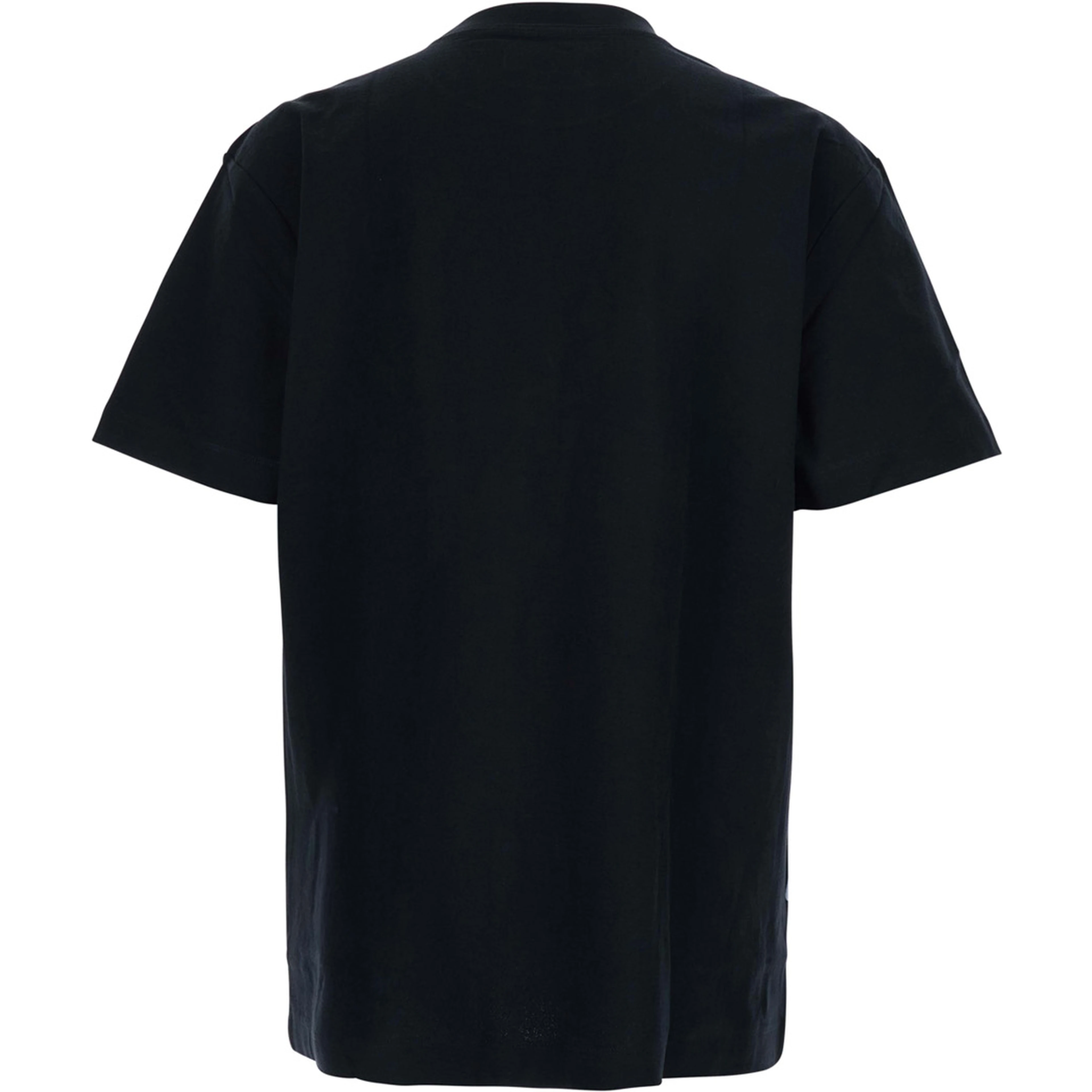 Black Crewneck T-Shirt with Logo Lettering on the Front in Cotton Man