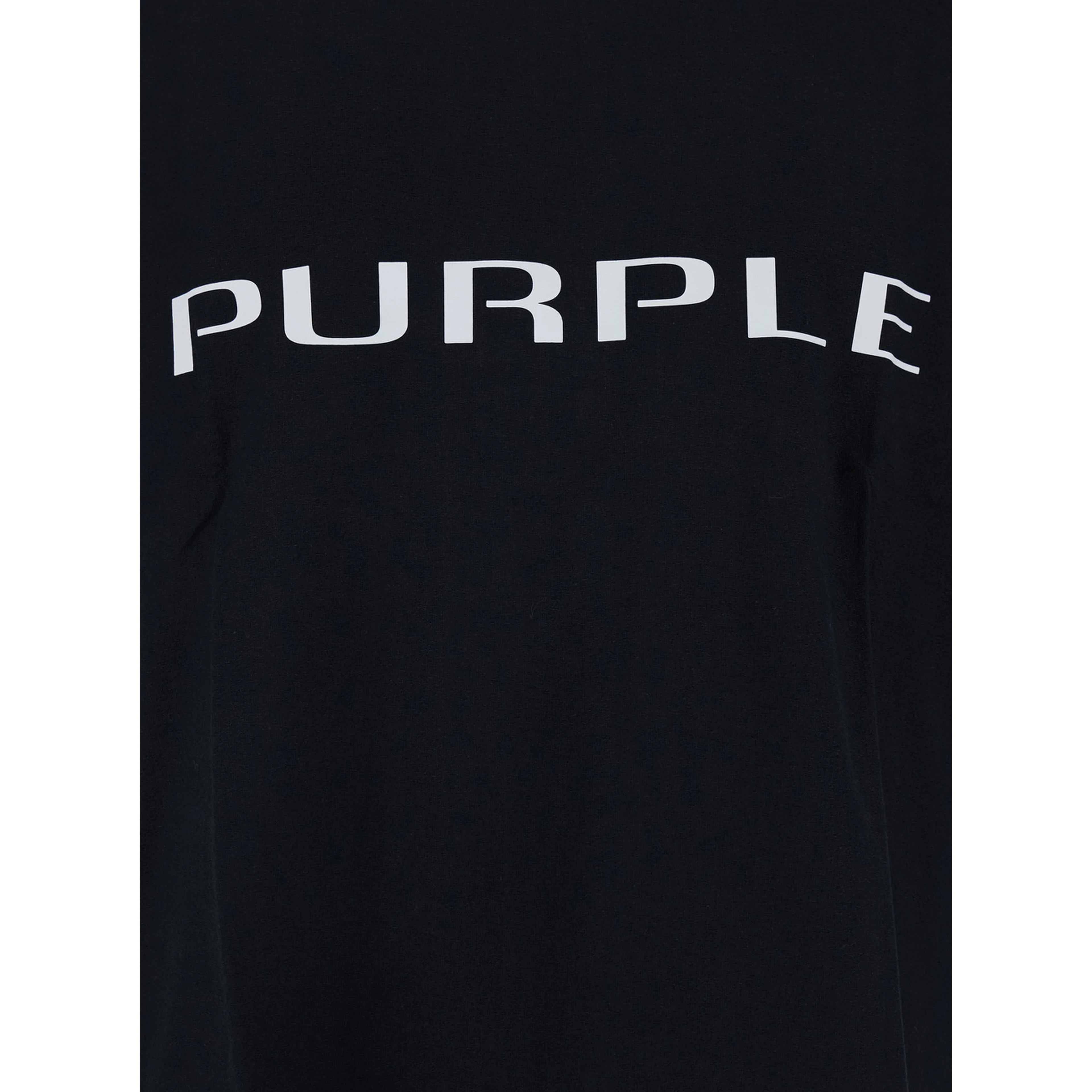 Black Crewneck T-Shirt with Logo Lettering on the Front in Cotton Man