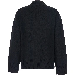 Black Turtleneck Sweater with Dropped Shoulder in Cashmere Woman