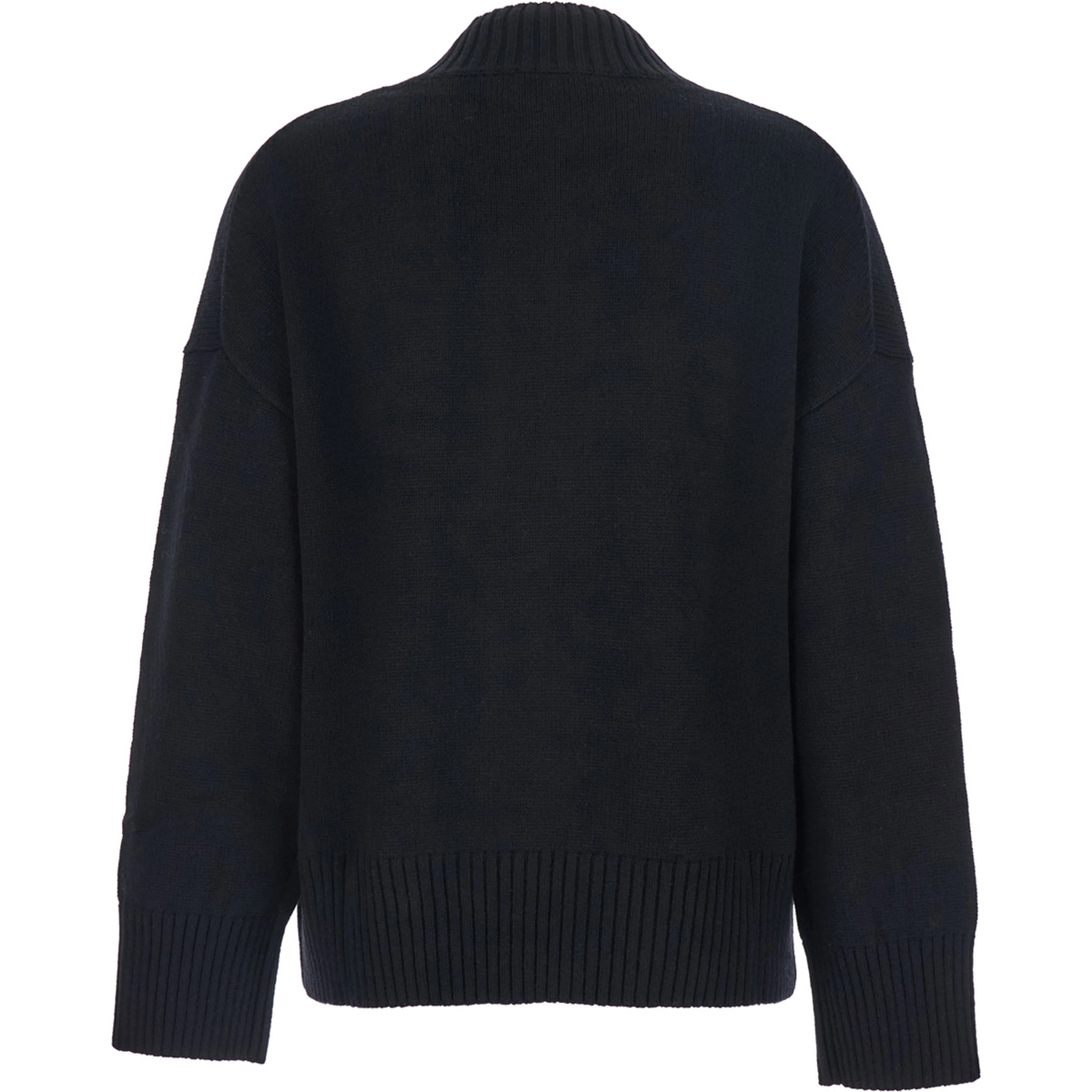 Black Turtleneck Sweater with Dropped Shoulder in Cashmere Woman