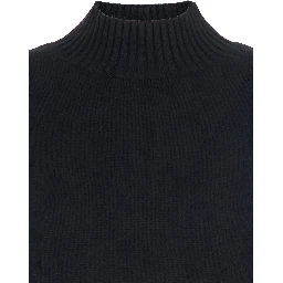 Black Turtleneck Sweater with Dropped Shoulder in Cashmere Woman