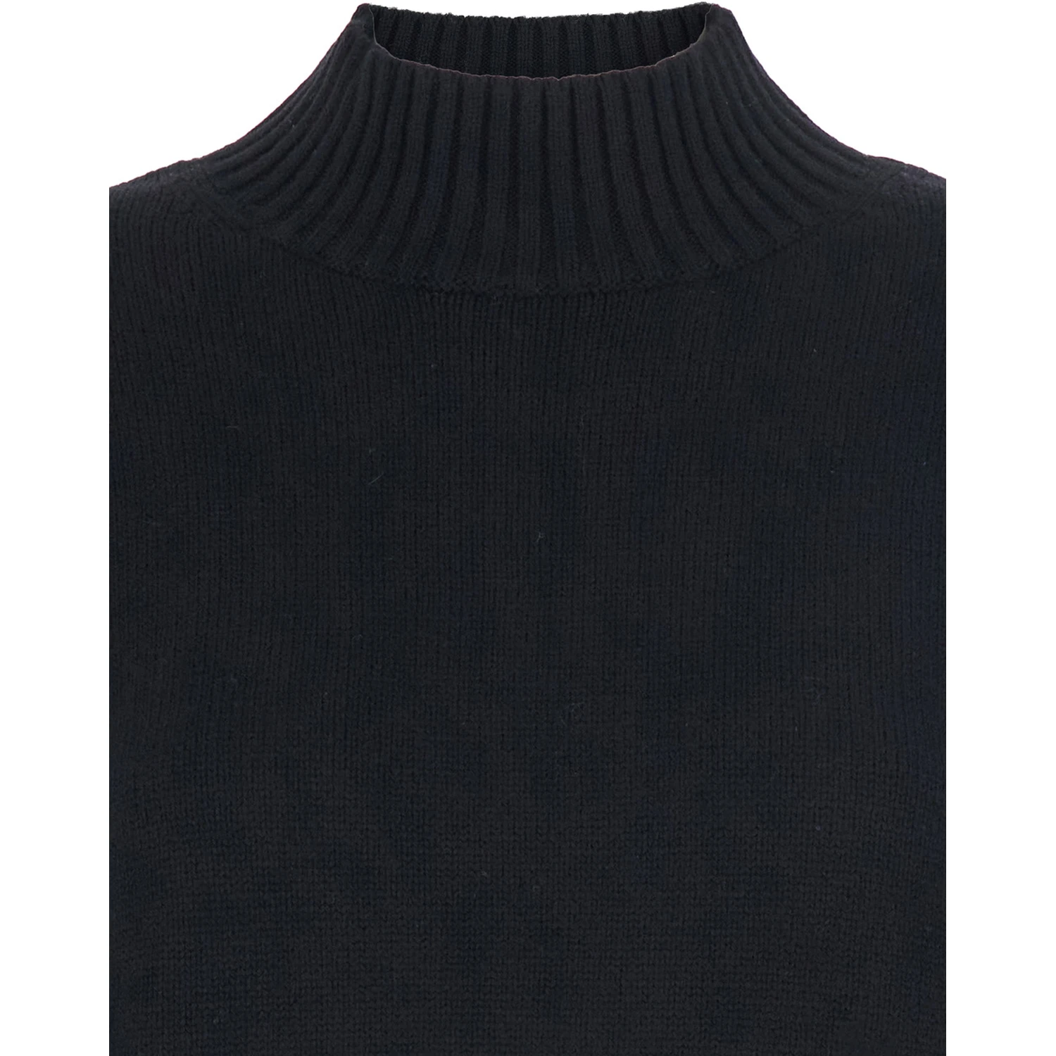 Black Turtleneck Sweater with Dropped Shoulder in Cashmere Woman