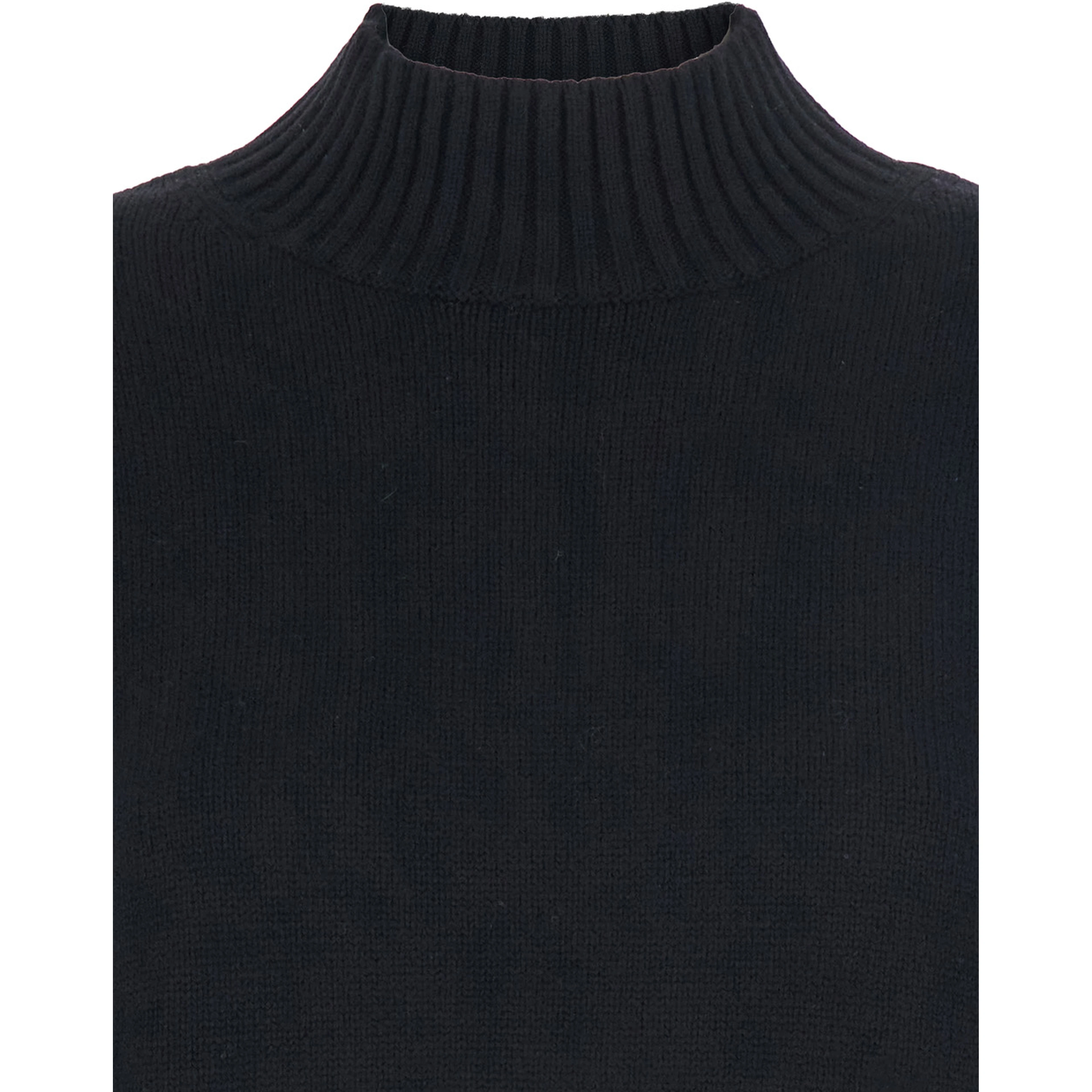 Black Turtleneck Sweater with Dropped Shoulder in Cashmere Woman