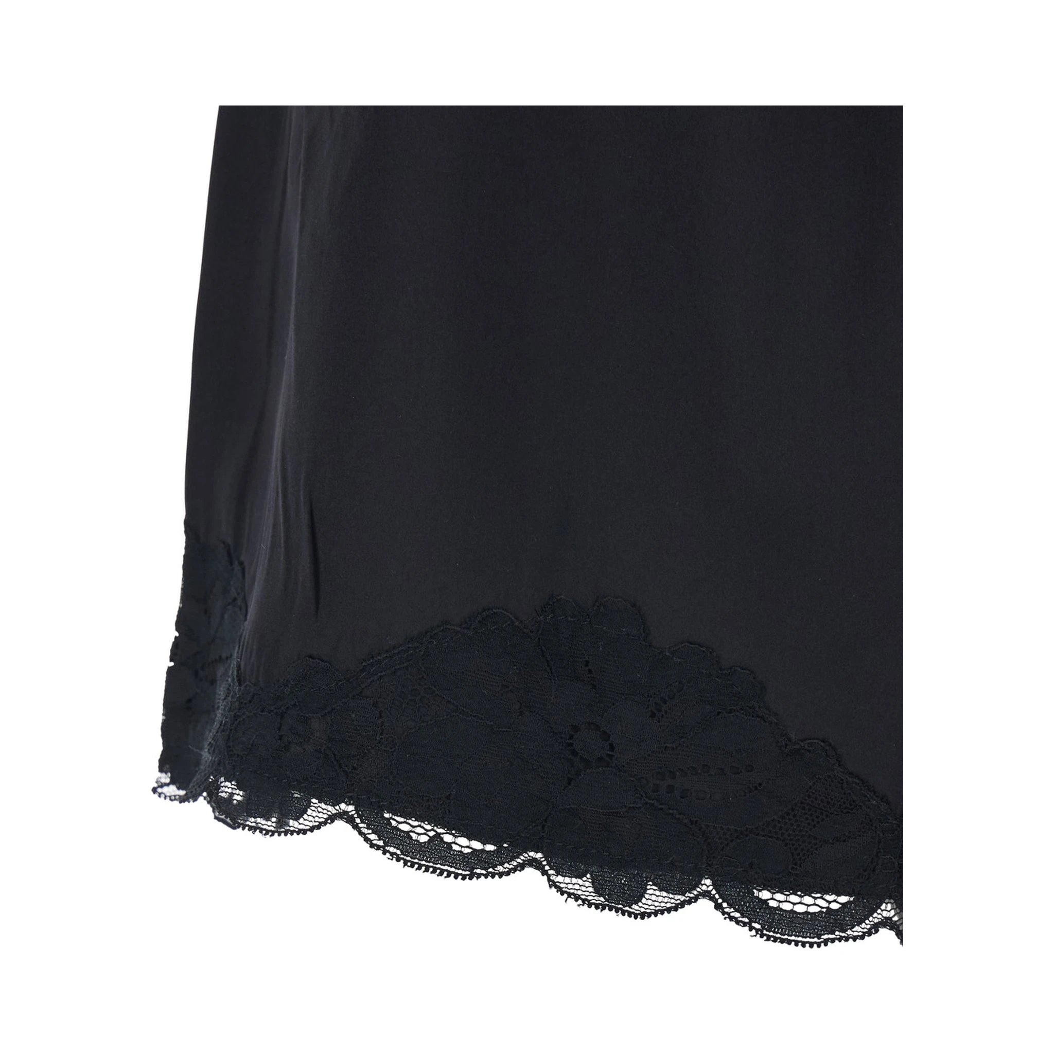 Black Shorts with Elastic Waist and Lace Details in Silk Woman
