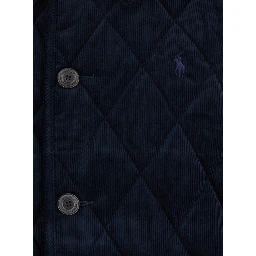 Blue Jacket with Classic Collar and Pony Embroidery on the Front in Quilted Corduroy Man
