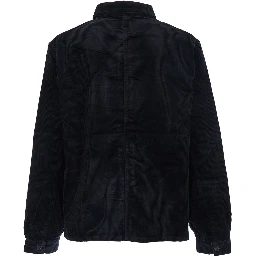 Black Jacket with Classic Collar and One Front Patch Pocket in Corduroy Woman